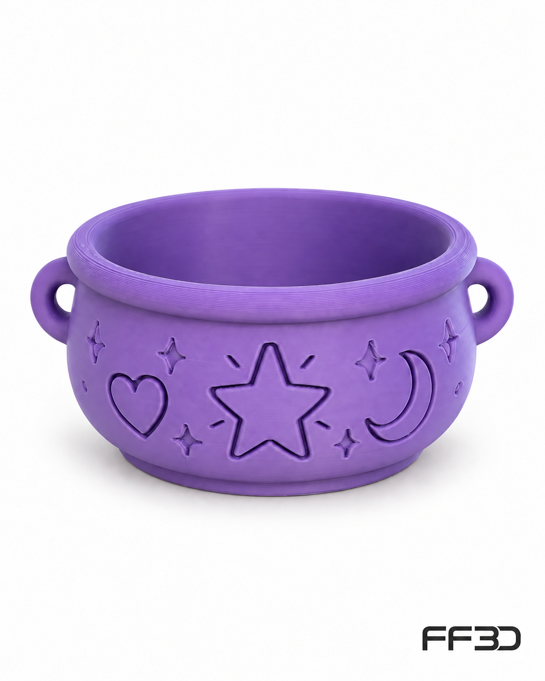 Purple celestial-themed 3D printed cauldron bowl
